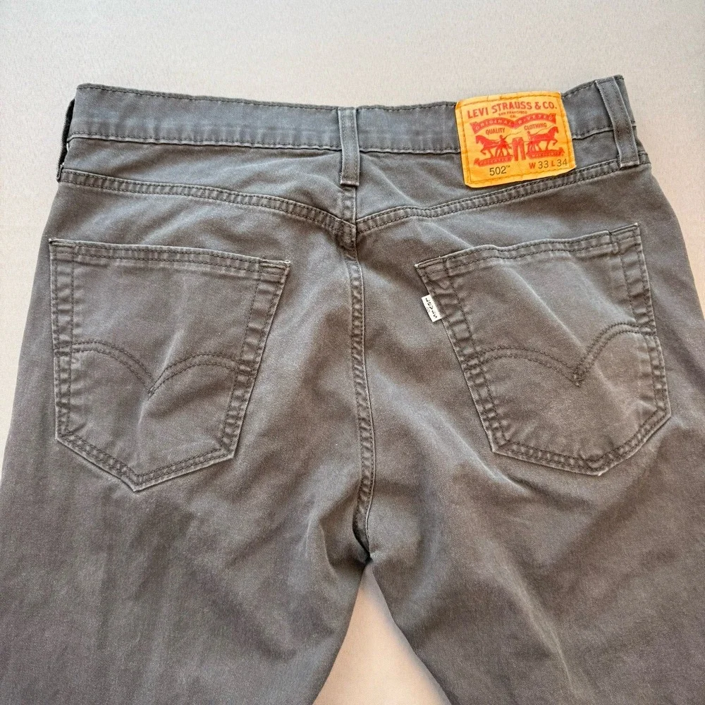 Levis 502‎ Taper Jeans Mens 33x34 (32) Black Regular Fit Stretch Denim 5-Pocket